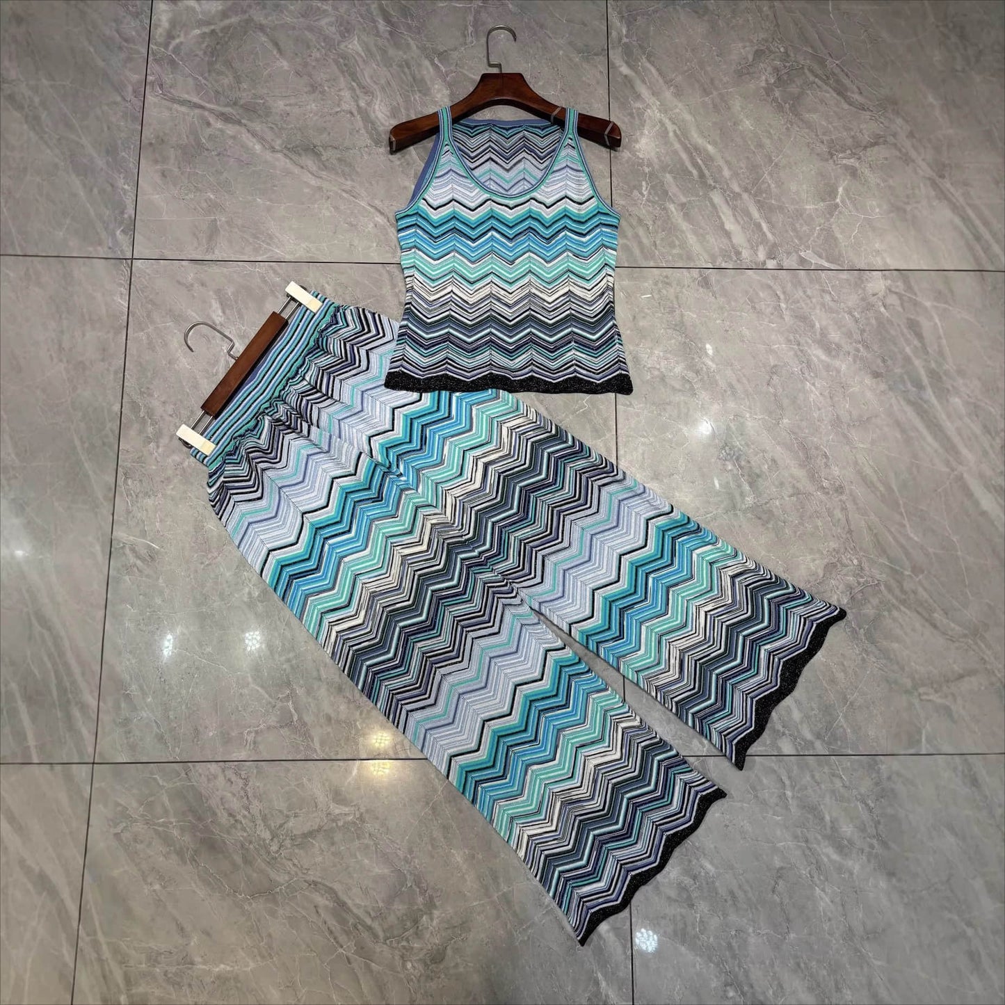 Two piece set of green vest and pants