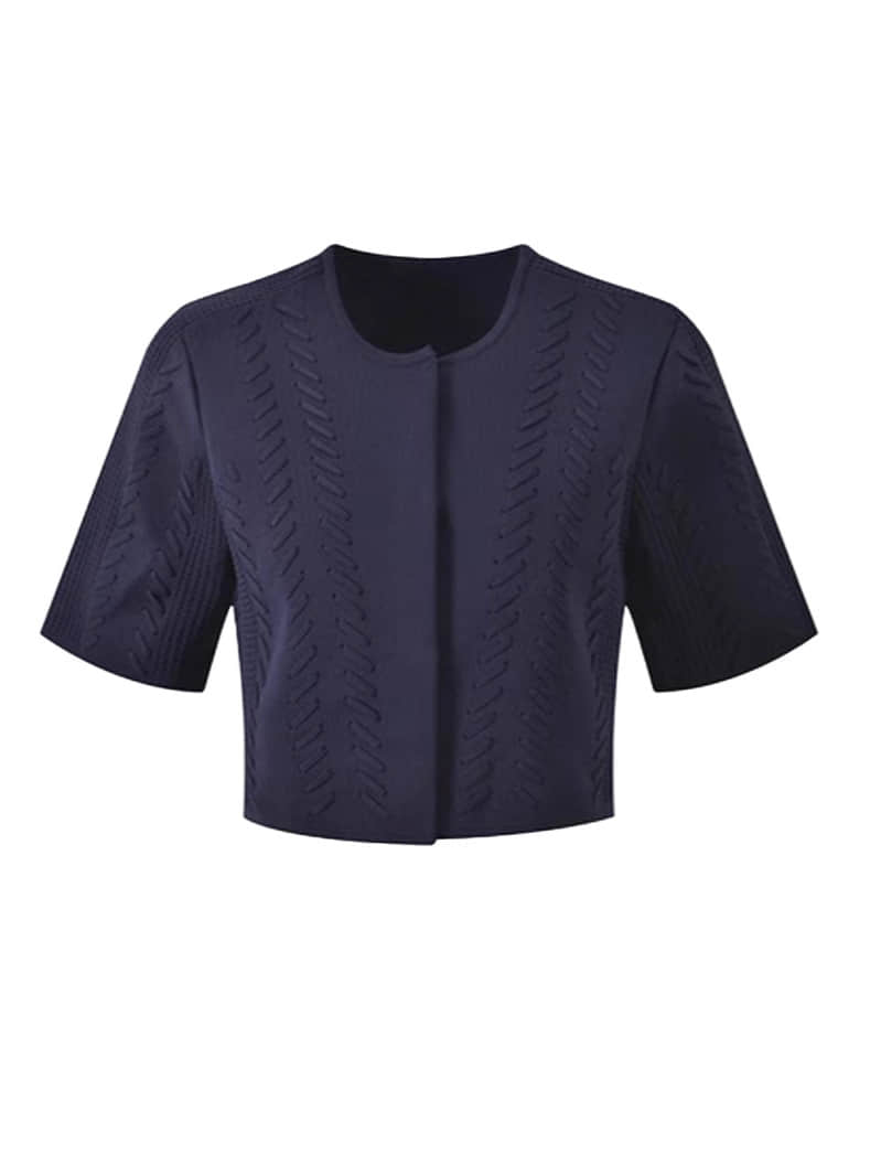 Women's dark blue cardigan paired with mini dress two-piece suit