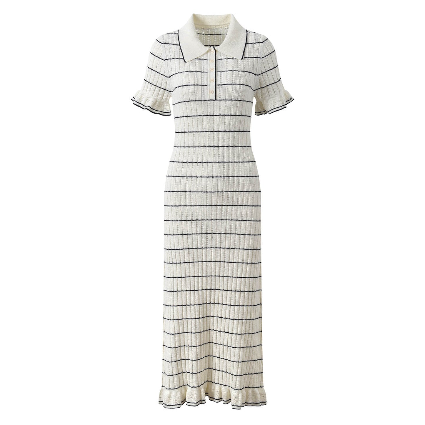 Women's white striped short sleeve dress
