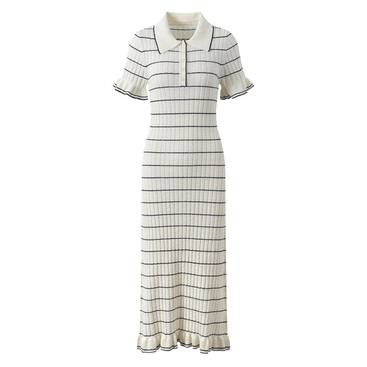 Women's white striped short sleeve dress
