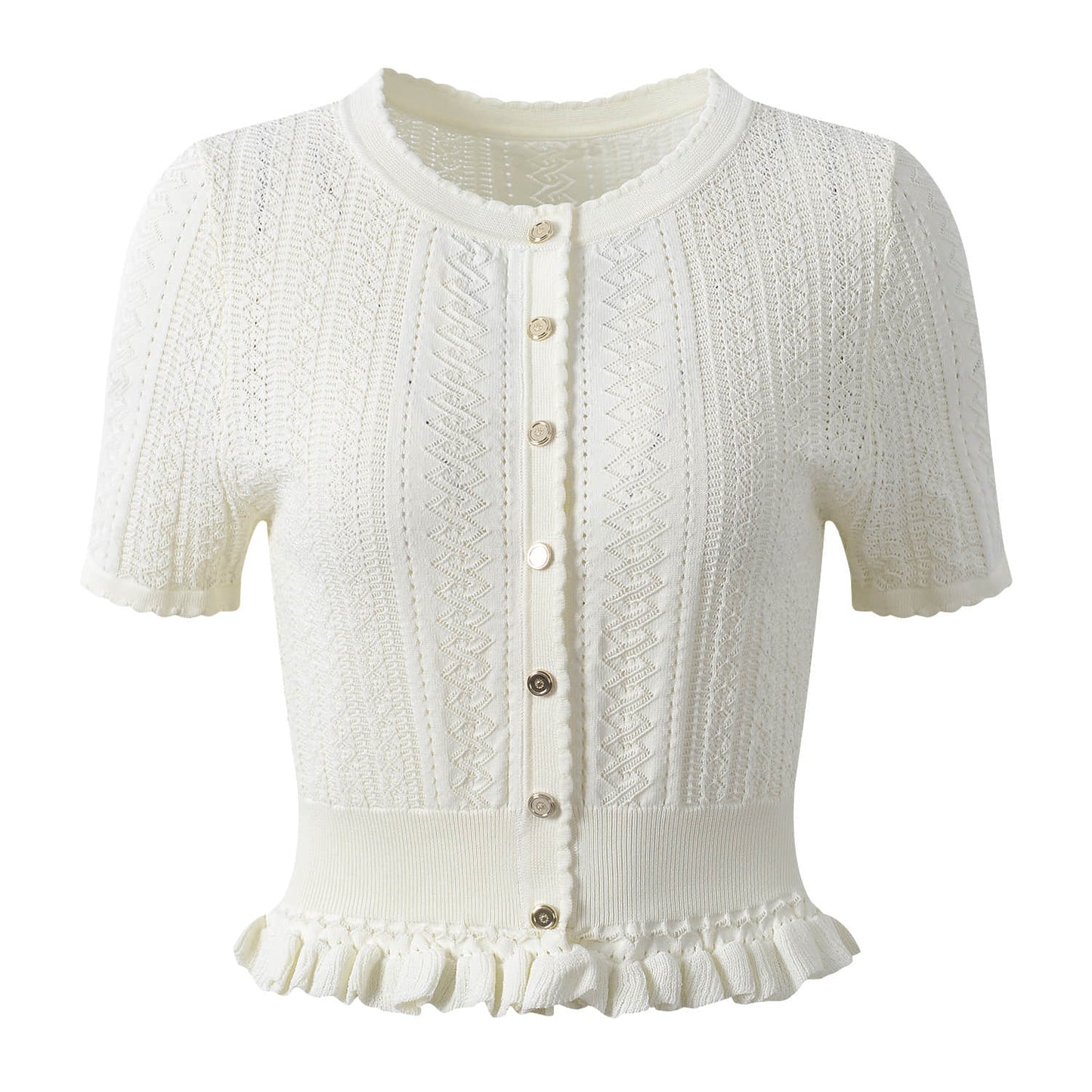 Women's round neck knitted short-sleeved two-piece suit