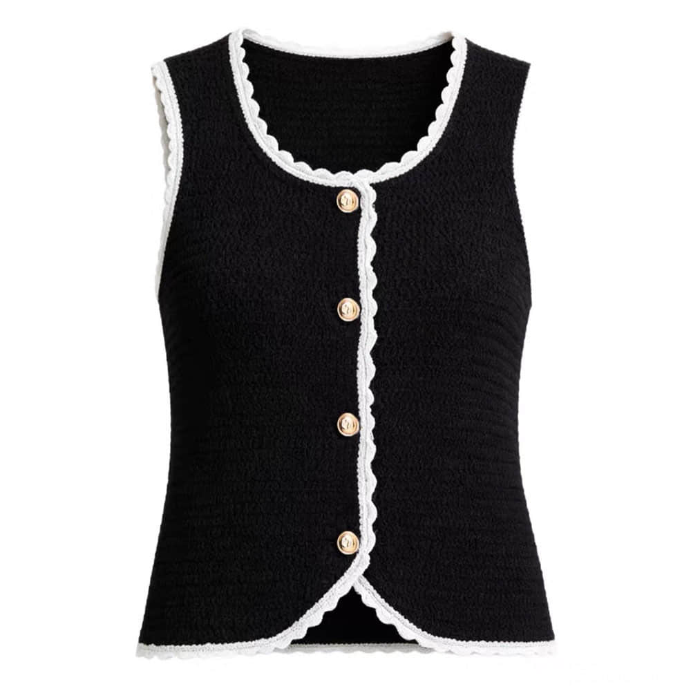 Round neck vest and skirt two-piece suit