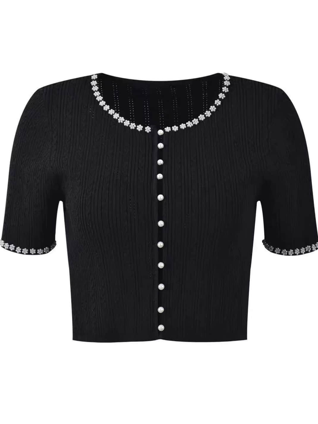 Women's Black Pearl Knitted Cardigan