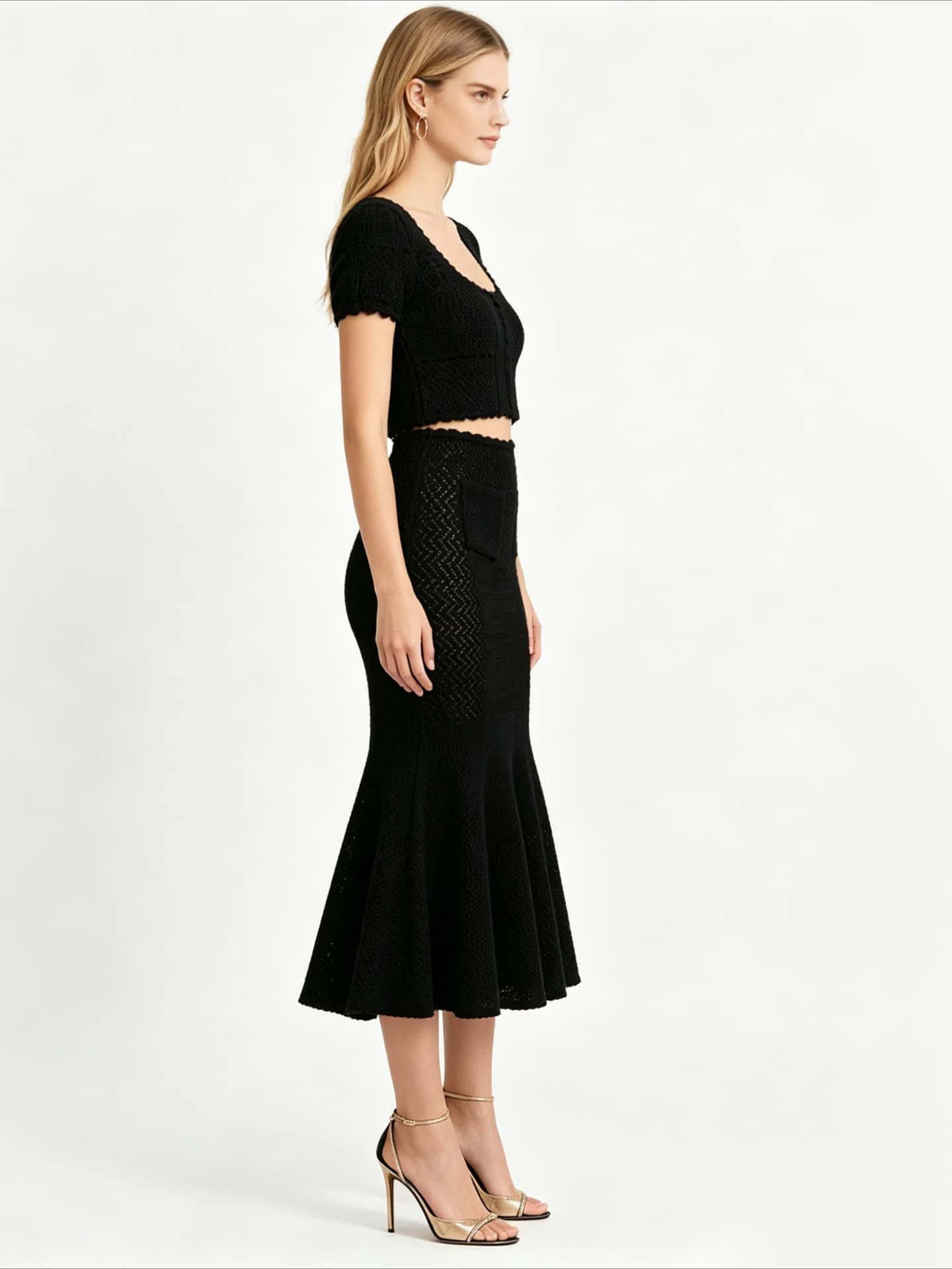 Women's Black Hollow Slim Fit Two Piece Suit