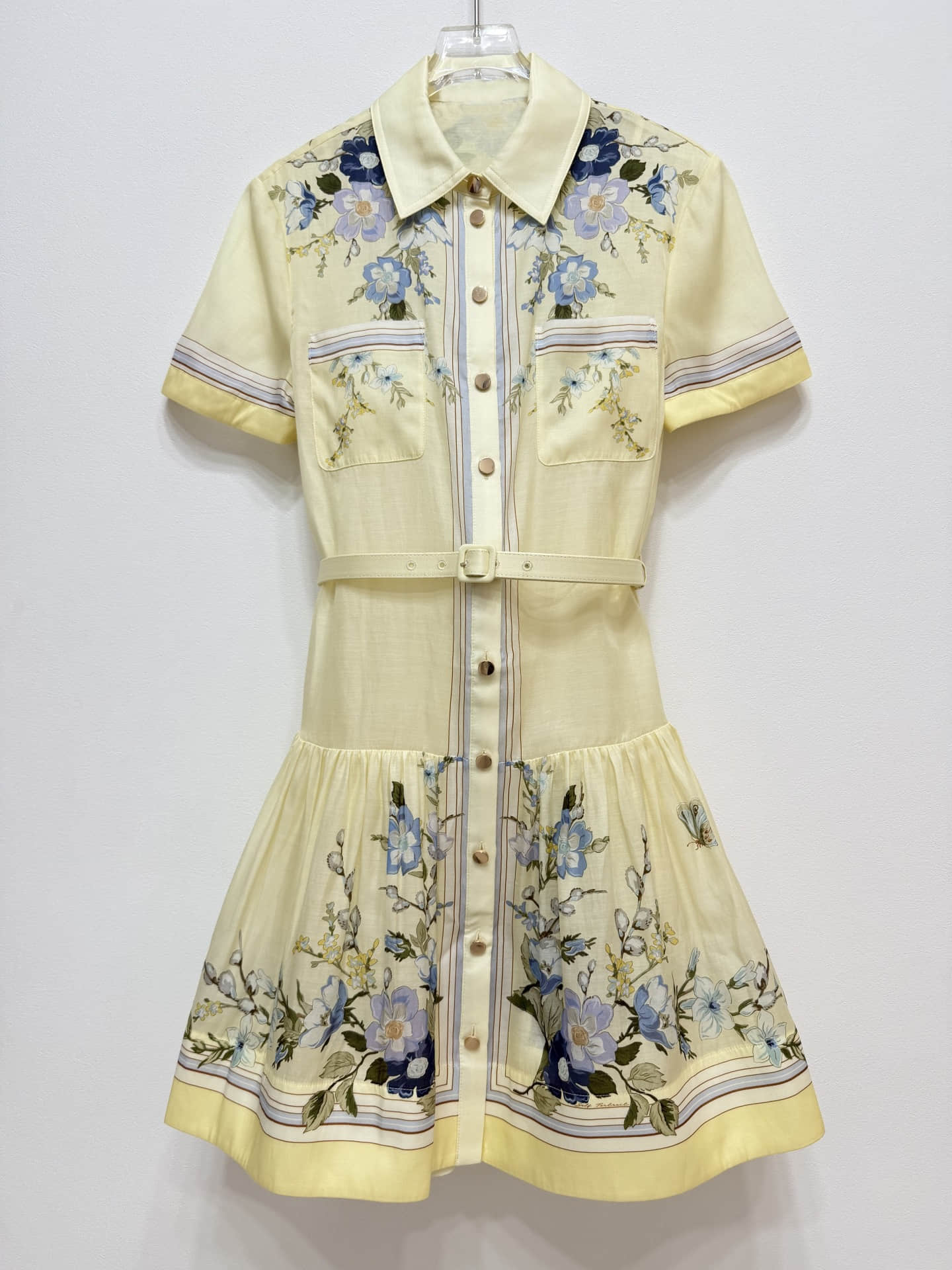 Short-sleeved V-neck mini dress