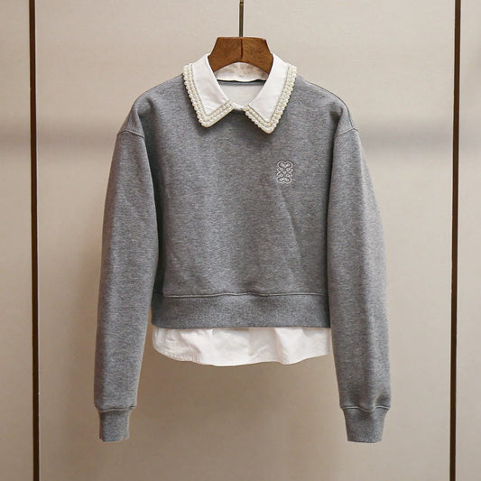 Women's long-sleeved patchwork pullover