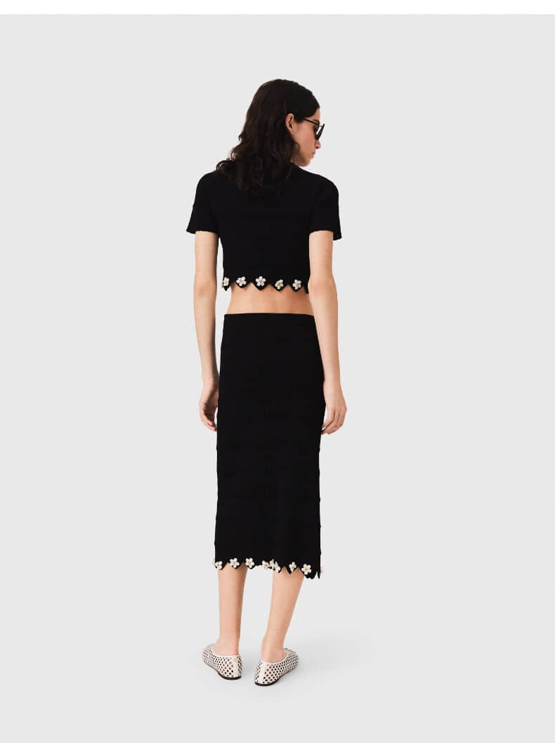 Women's black cardigan or skirt two-piece suit