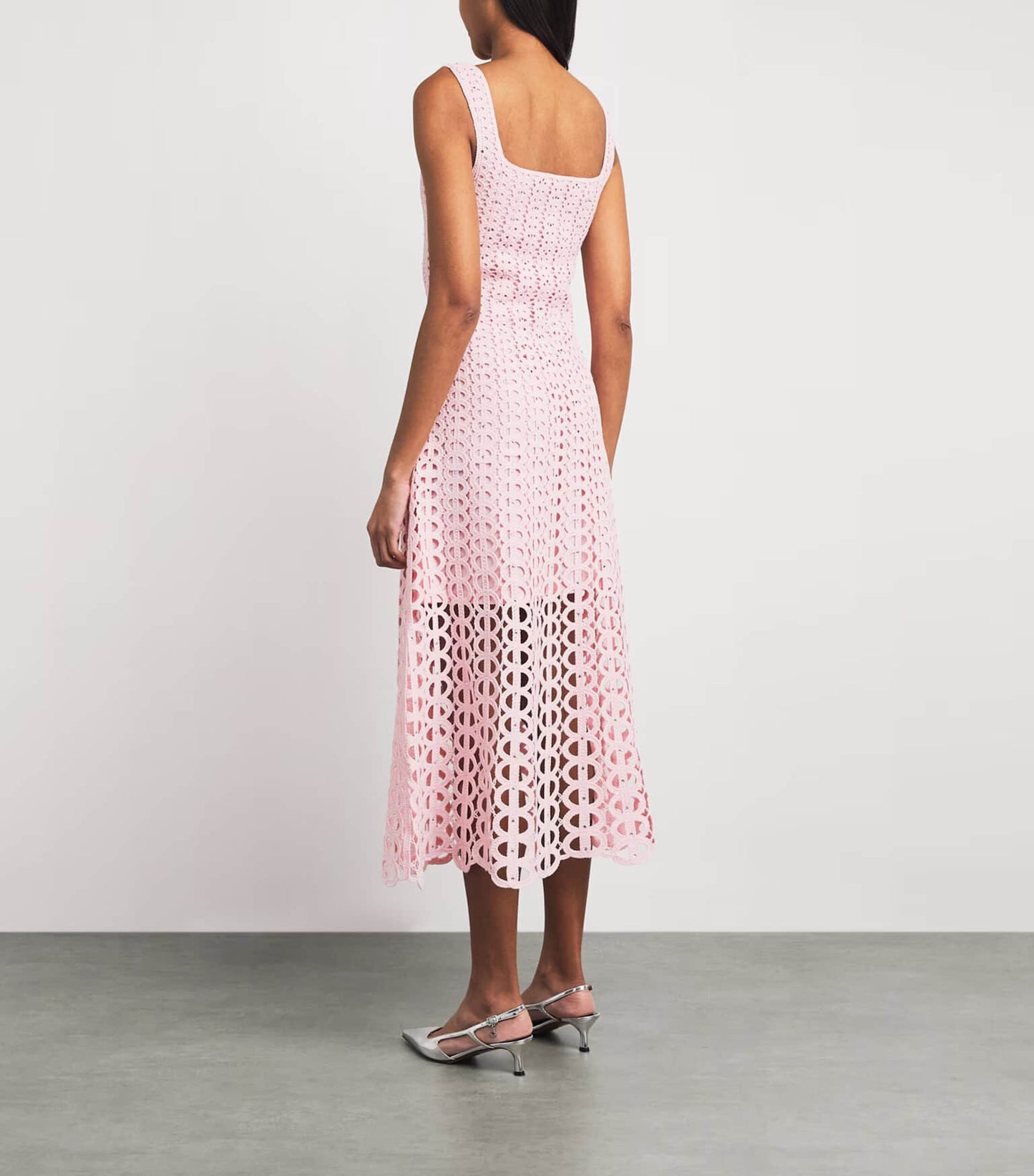 Women's pink diamond studded hollowed out party dress
