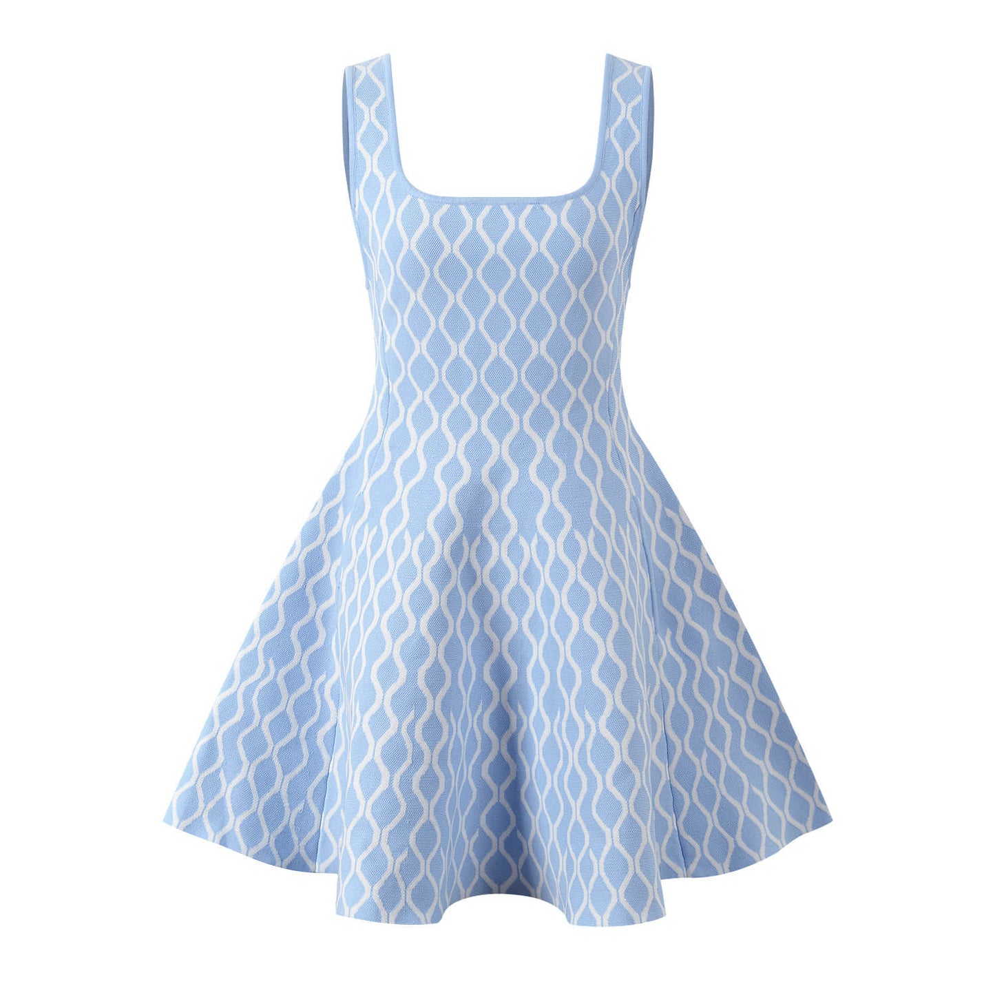 Blue Elegant Pocket Vest Knitted Mini Dress