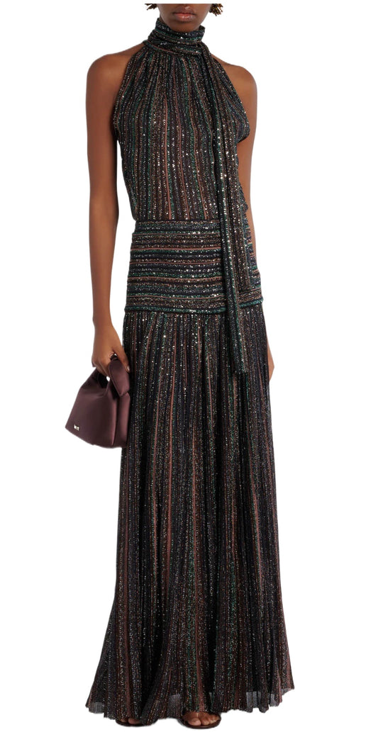 Women's Striped Knitted Slim Fit Two Piece Suit