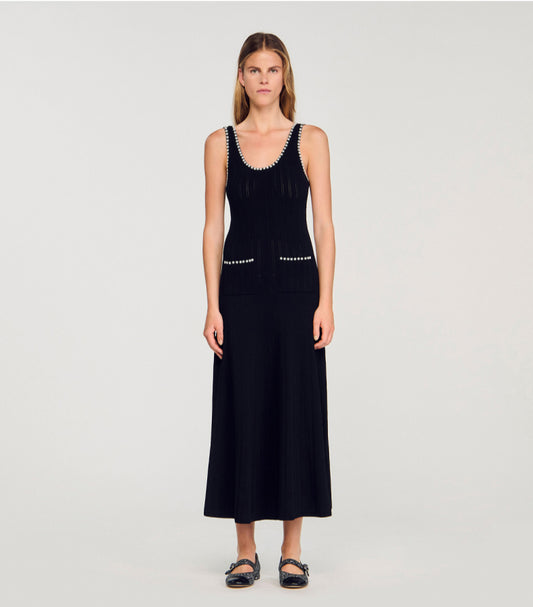 Women's U-neck Pearl Knit Bodycon Dress