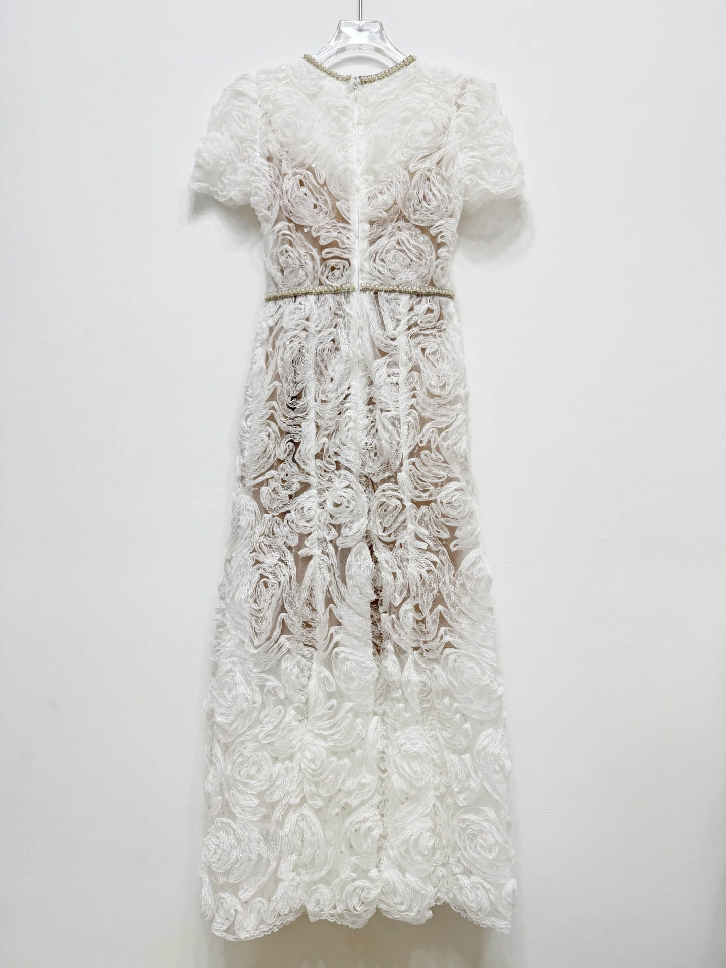 Women's short sleeve lace elegant midi dress