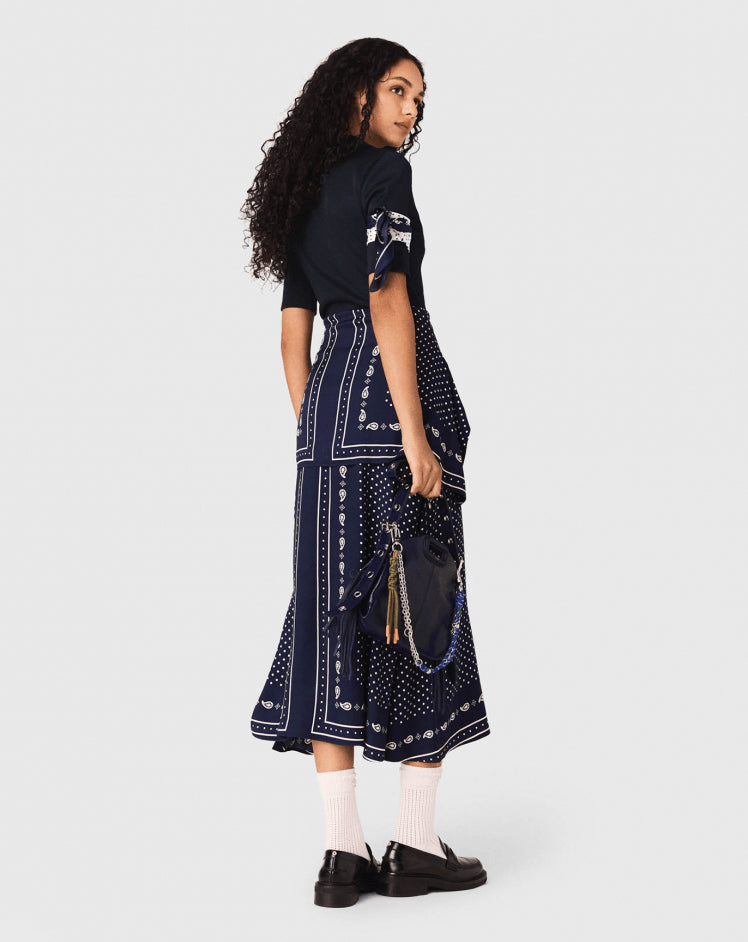 Elegant short-sleeved patchwork dress