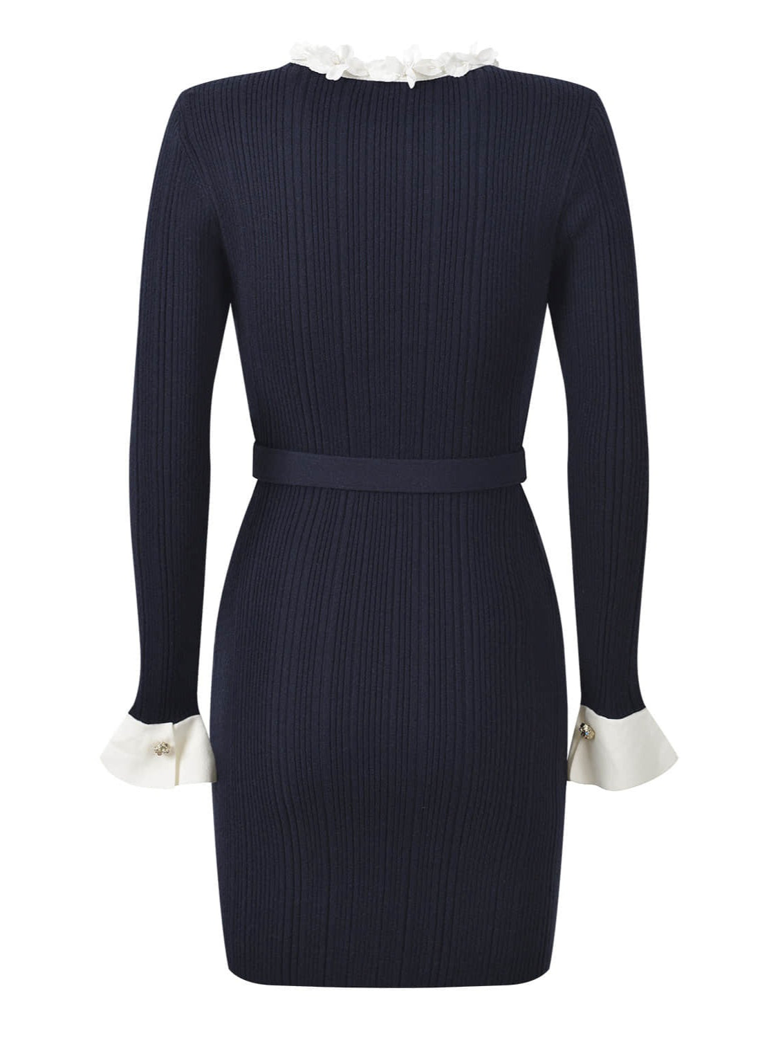 Deep Blue Long-Sleeved Knit Mini Dress