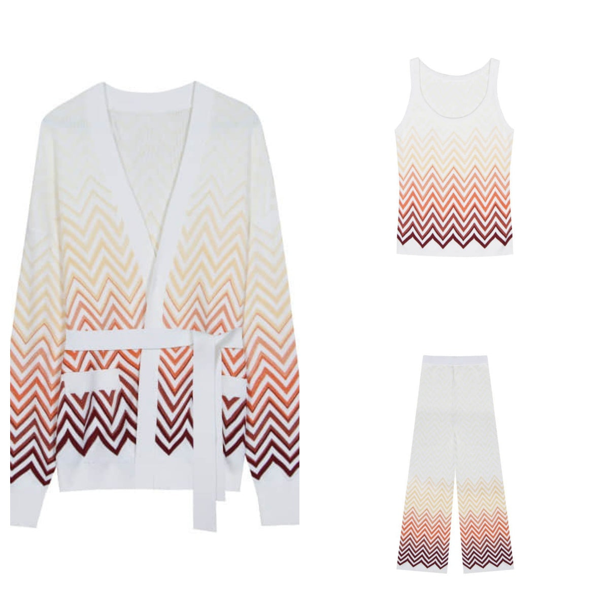 Women's cardigan vest long pants three piece set