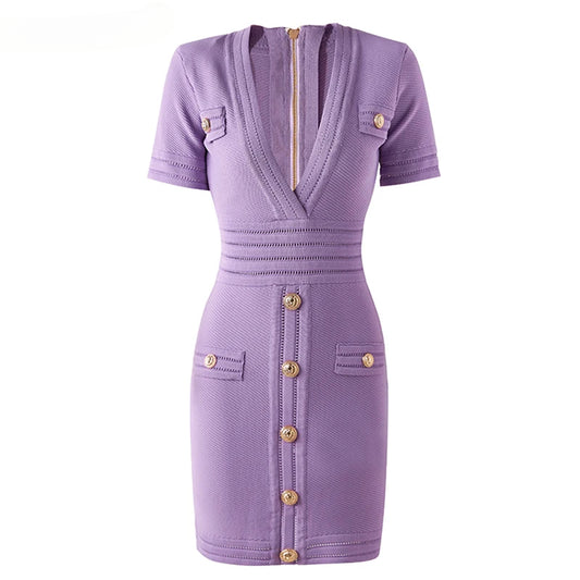 Summer Sheath Stretchy Knit Purple Dress for Women