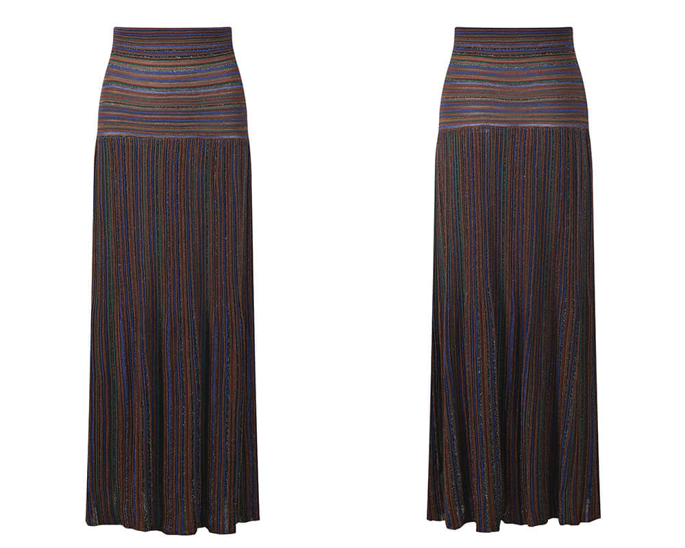 Women's Striped Knitted Slim Fit Two Piece Suit