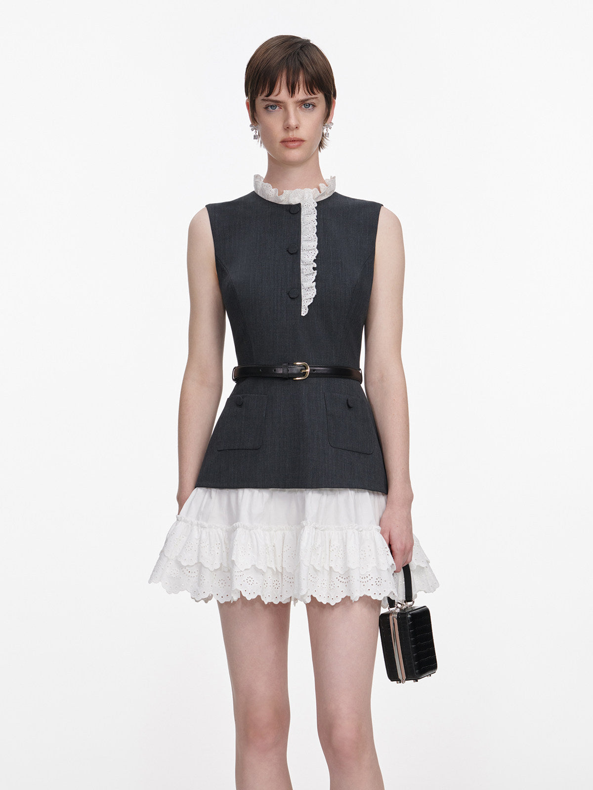 Black Lace Sleeveless Mini Dress
