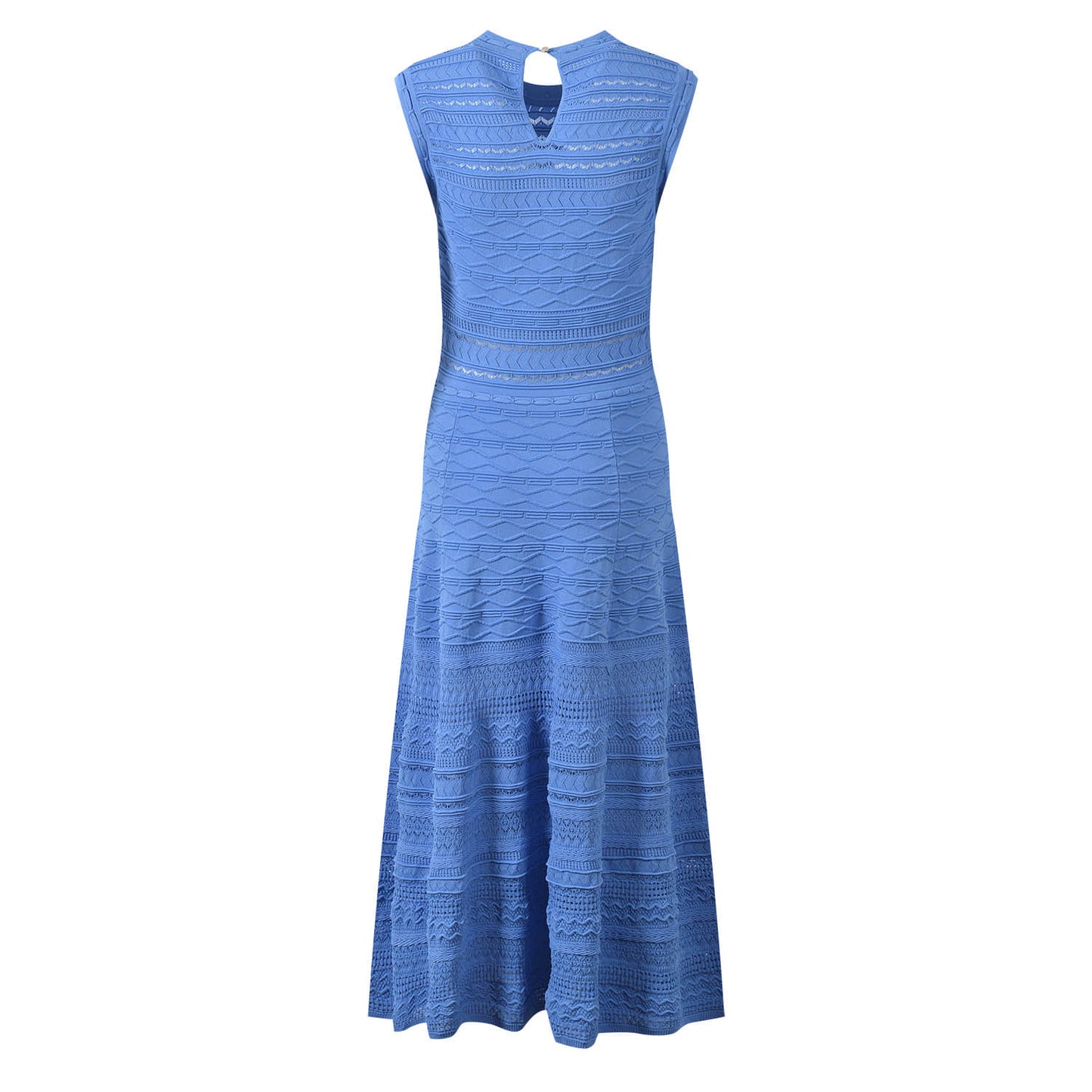 Blue round neck sleeveless knitted dress