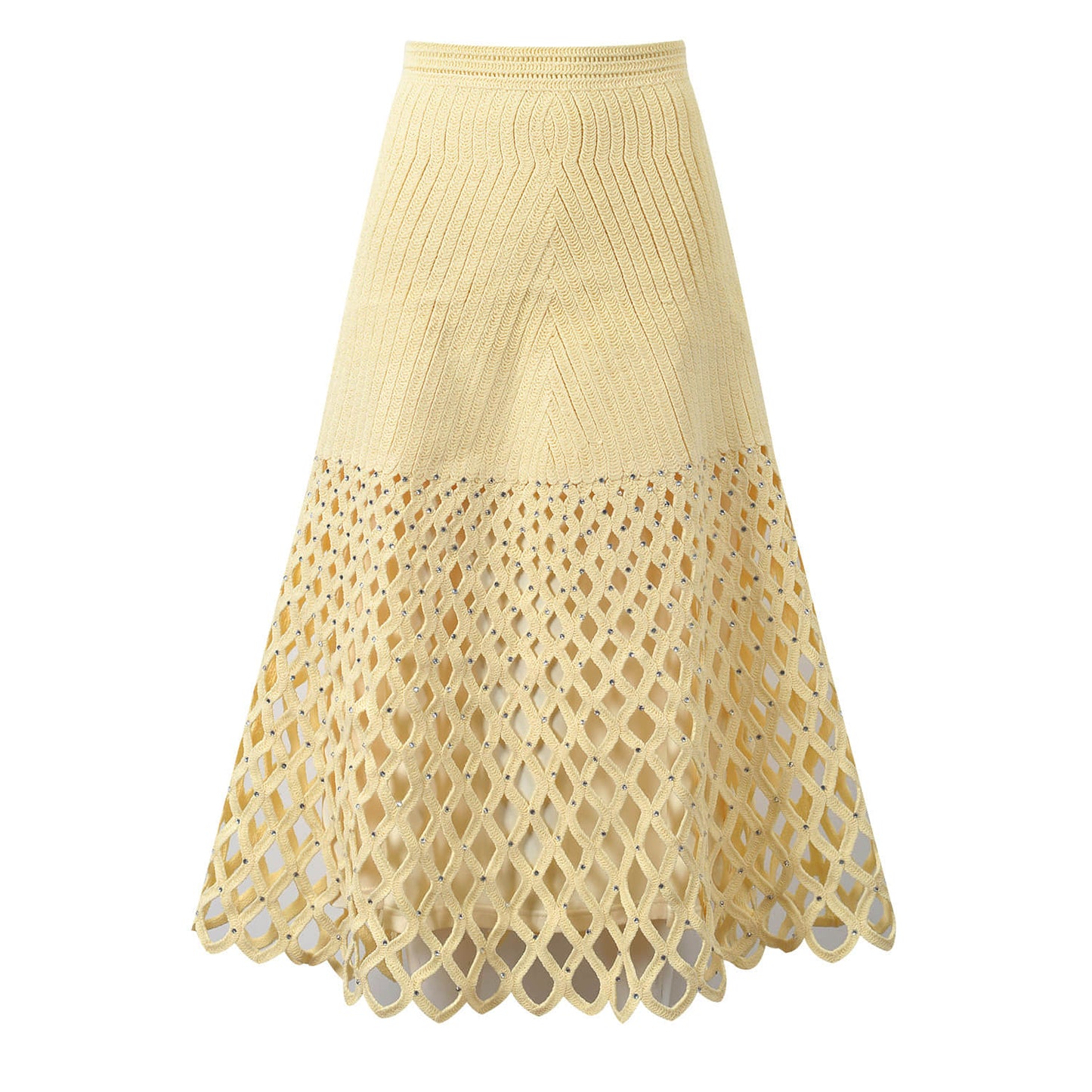 Yellow hollow diamond two-piece suit