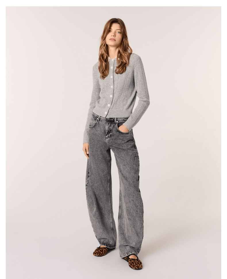 Gray Diamond Long Sleeve Lapel Elegant Women's Cardigan