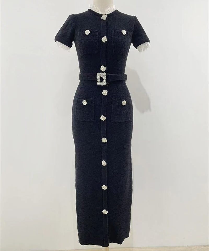 Women's black diamond slim elegant dress