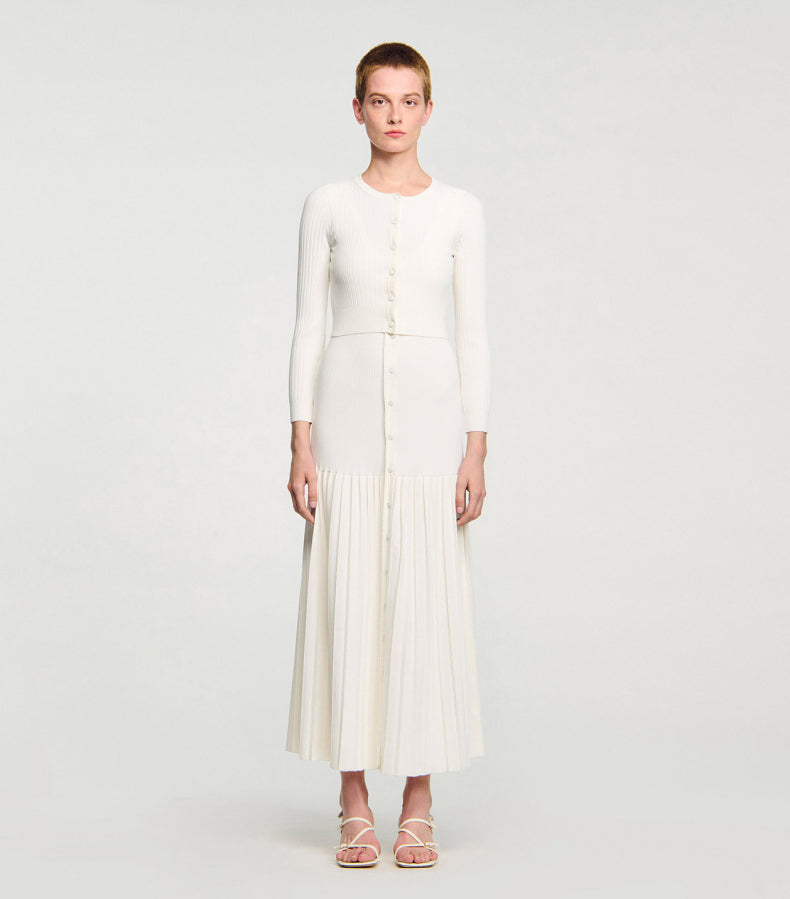 Women's casual and elegant two-piece set with cardigan and dress