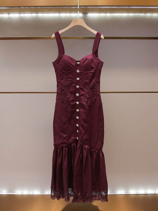 Women's Wine Red Elegant Party Dress