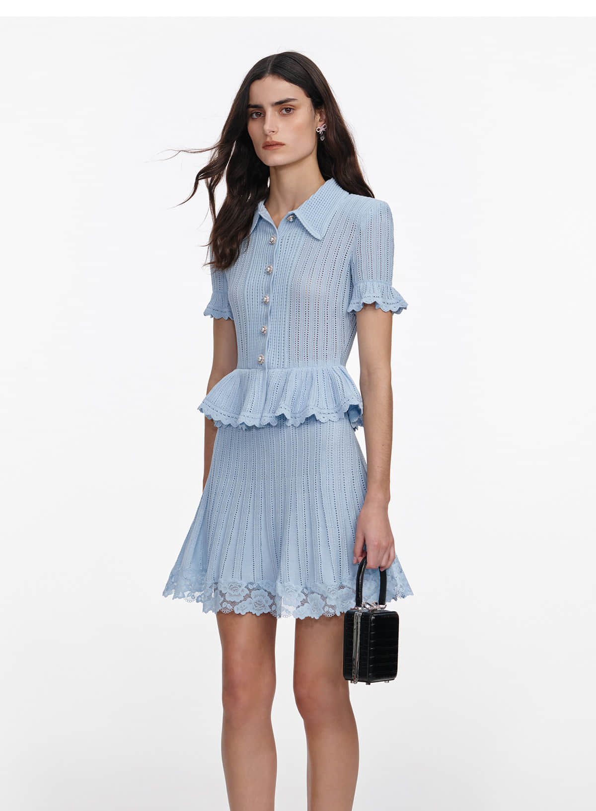 Blue short sleeve elegant dress
