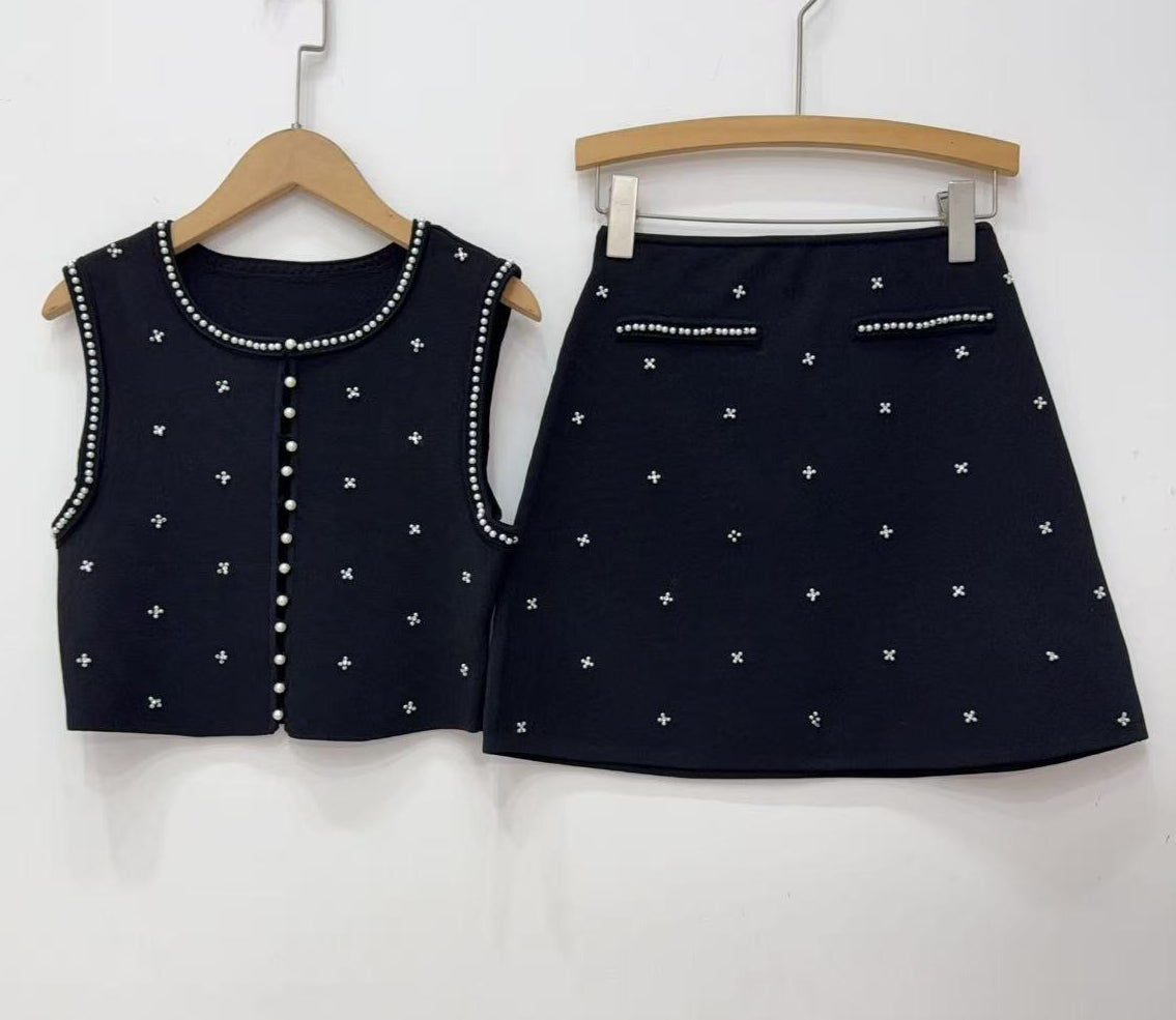 Women's black fashion two-piece set