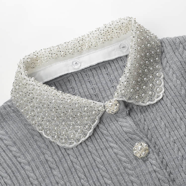 Gray Diamond Long Sleeve Lapel Elegant Women's Cardigan