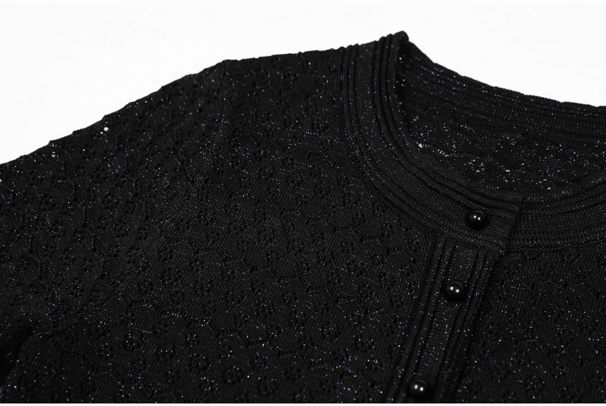 Black knitted short-sleeved slim elegant dress