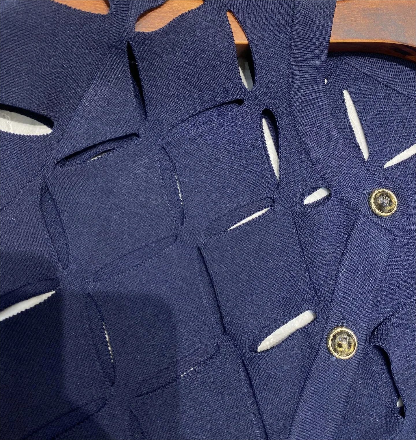 Women's dark blue dress cardigan two-piece set