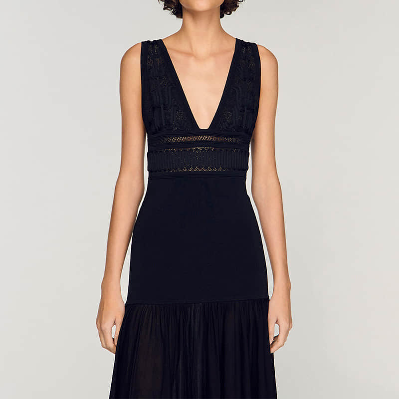 Women's black hollow out dress