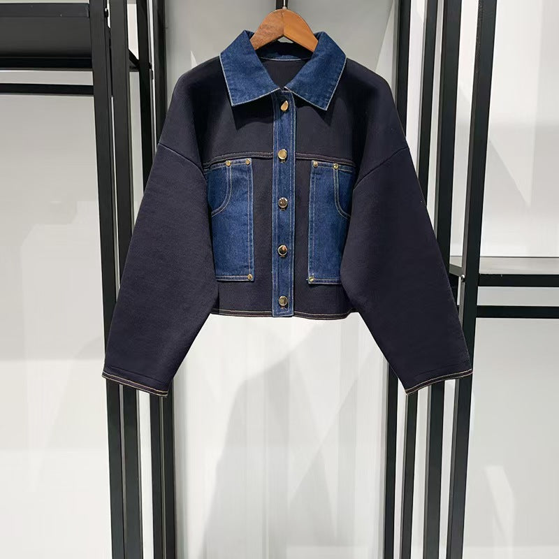 Women's blue long-sleeved denim jacket