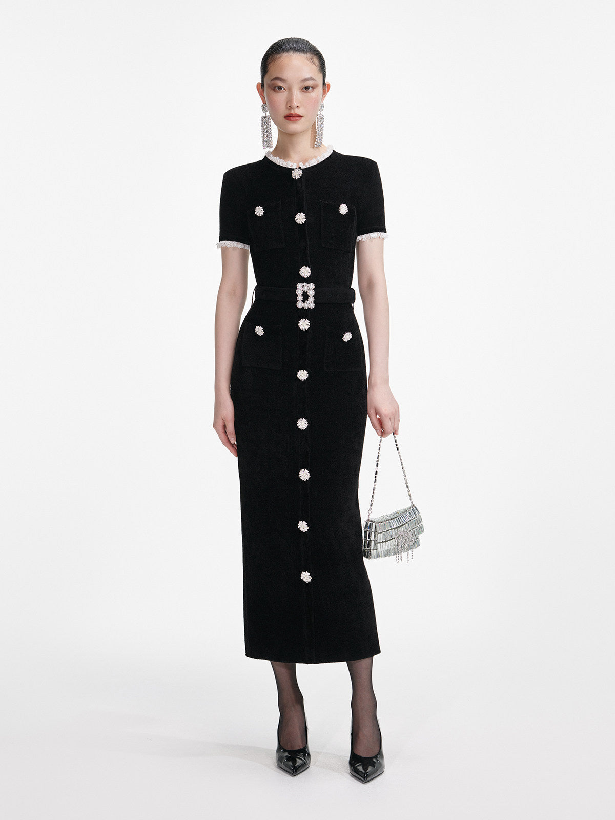 Women's black diamond slim elegant dress