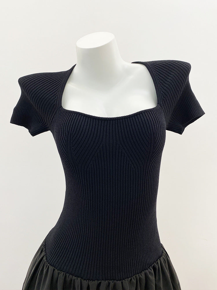 Women's black knitted slim fit dress