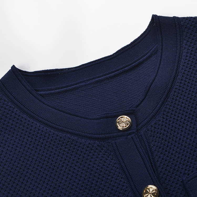 Women's deep blue sleeveless knitted dress