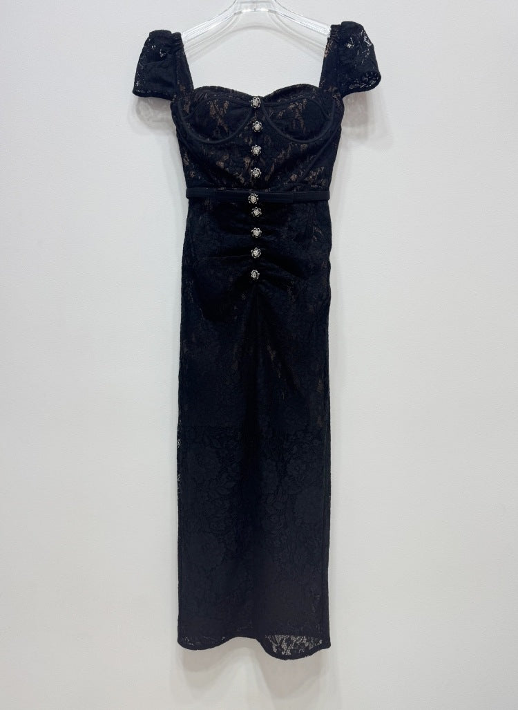 Women's Black Lace Elegant Bodycon Dress