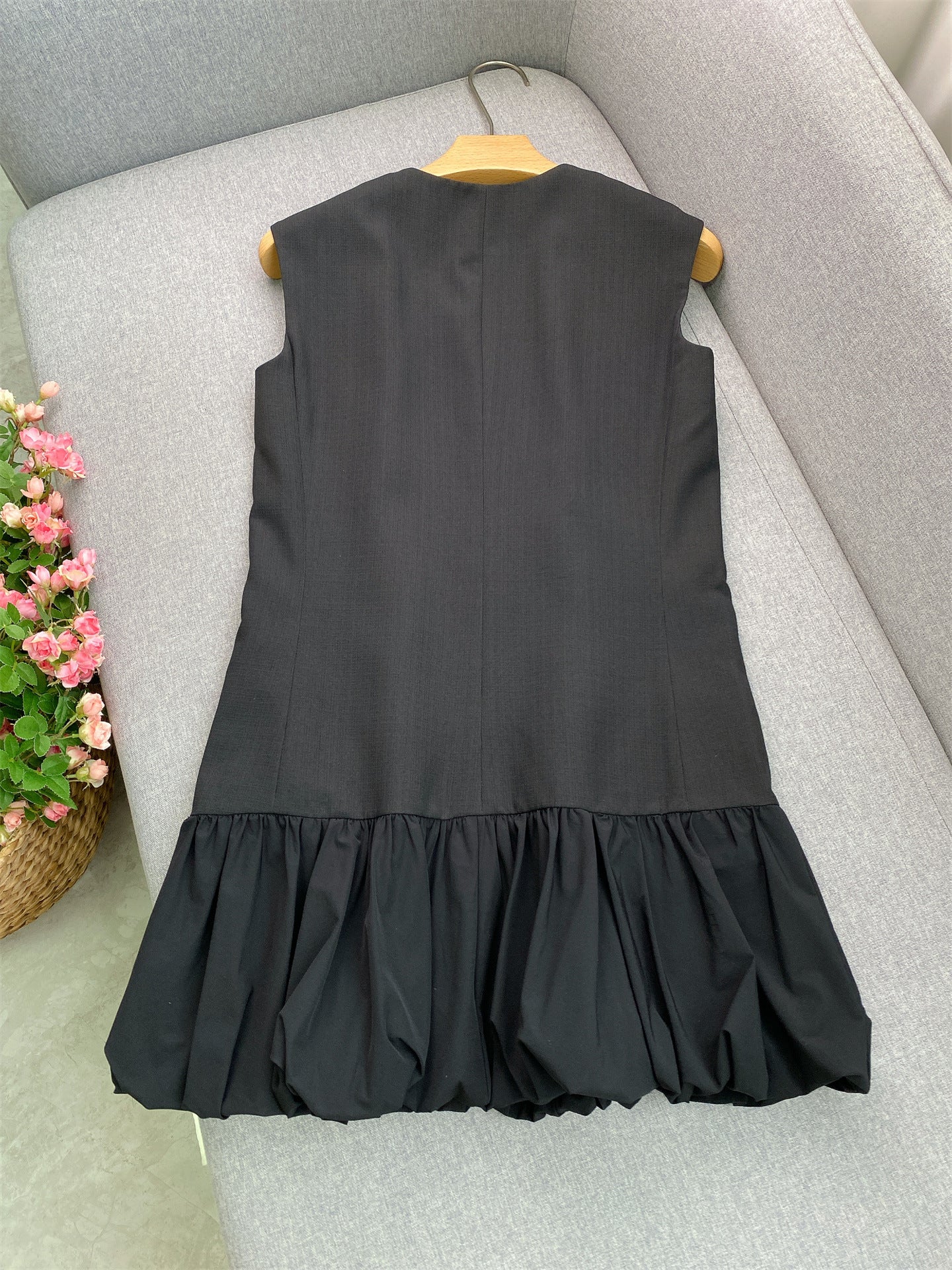 Women's black sleeveless dress