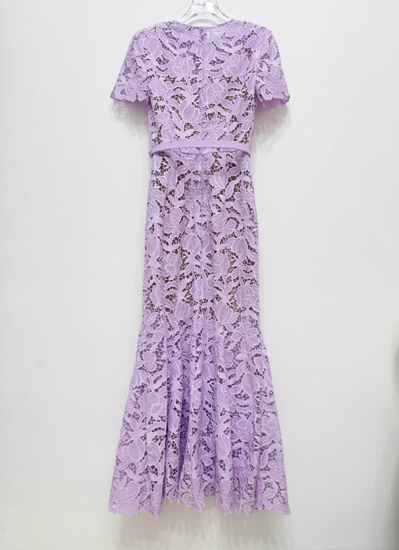 Purple short sleeve lace elegant dress