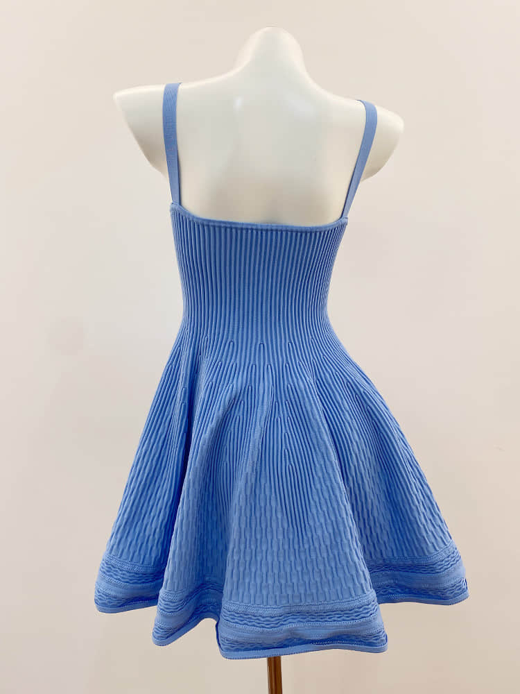 Women's blue suspender dress