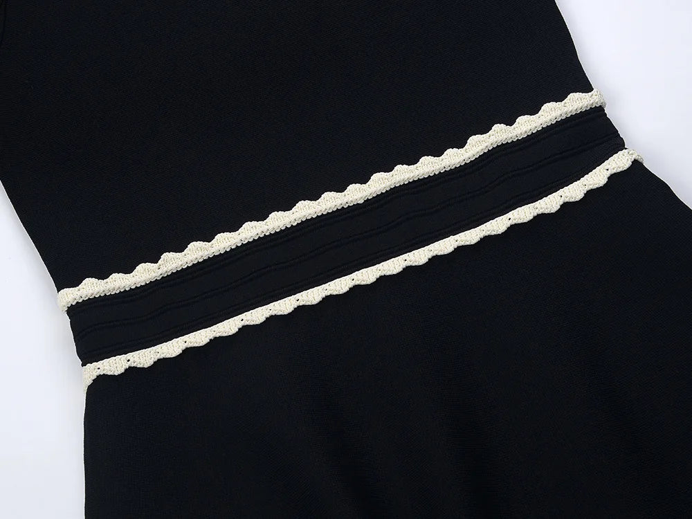 Short Sleeve Colorblock Wear Women Knit Mini A-line Dress