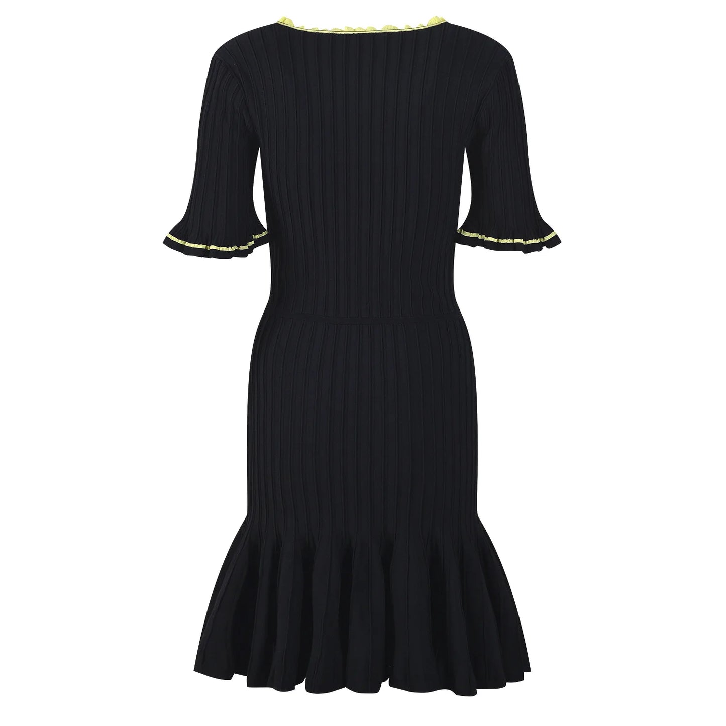 Lady Short Sleeve Colorblock Wear Women Knit Mini Fit And Flare Dress