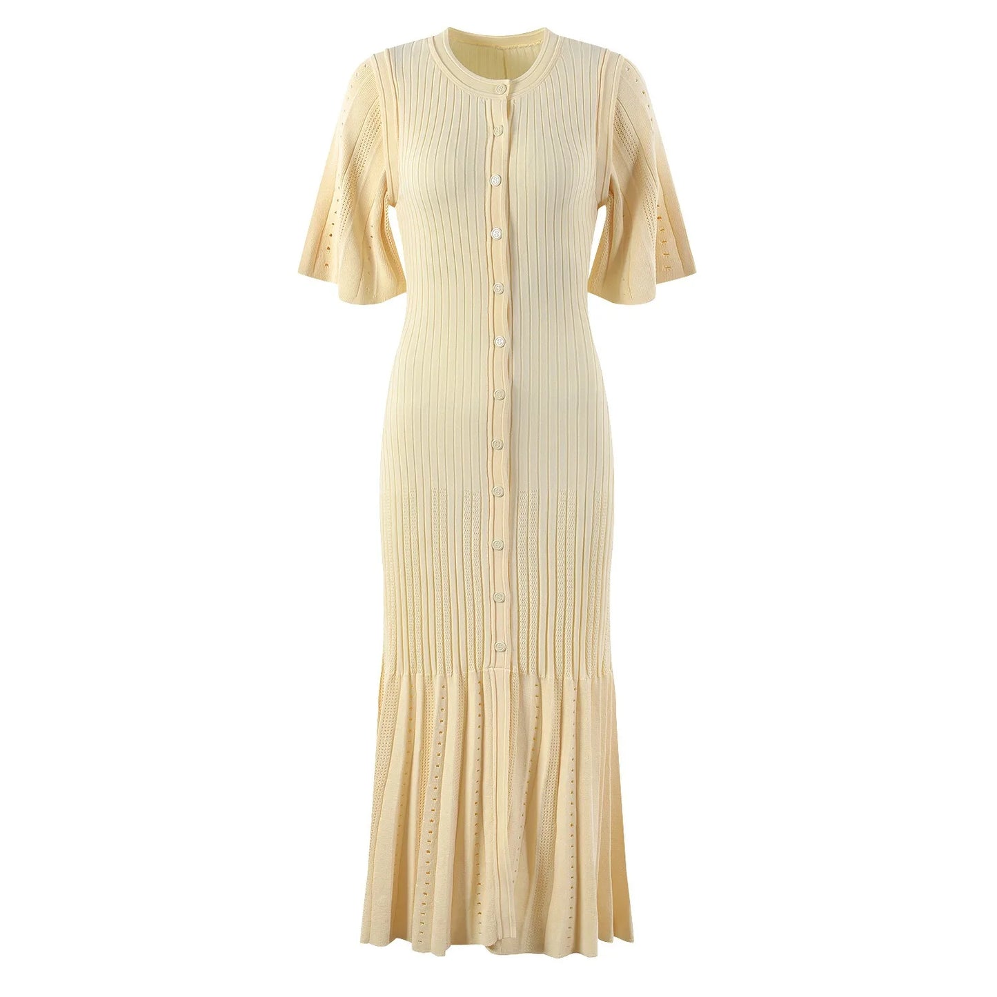 Women Knitting Dress Summer Classy Chic Lady Street Clothing Luxury Quality