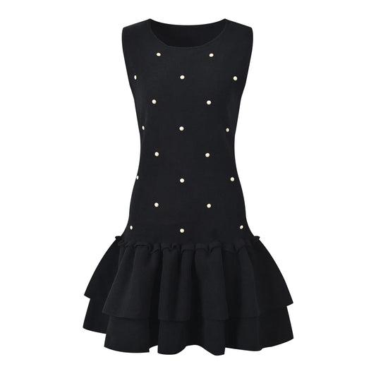 Solid Casual Wear O-necke Women Short Mini Knitted Ball Gown Dress