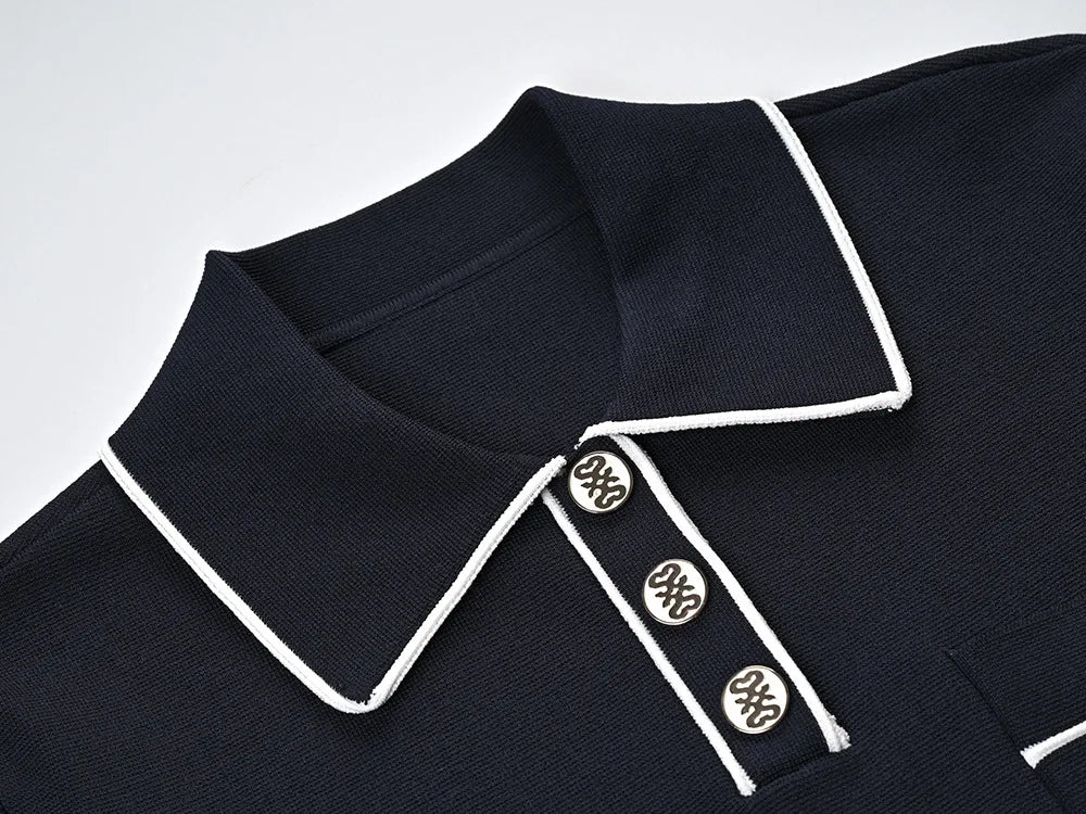 Short Sleeve Single-breasted Tops Mini Skirt Women Summer Knit 2Pcs