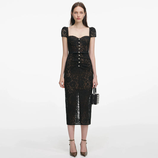 Women's Black Lace Elegant Bodycon Dress