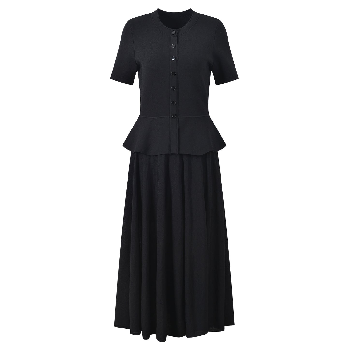 Women's black short sleeve knitted dress