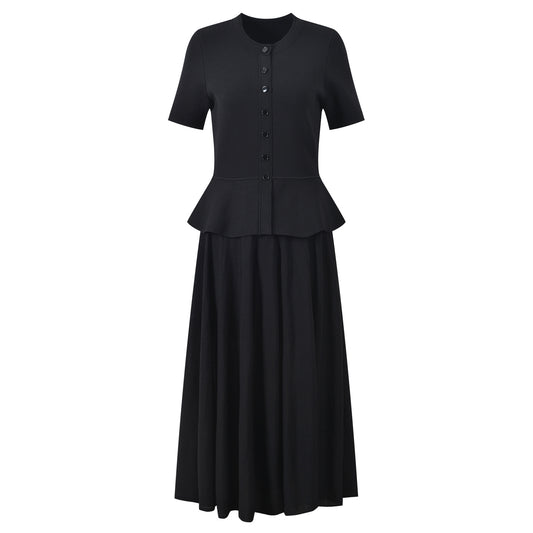 Women's black short sleeve knitted dress